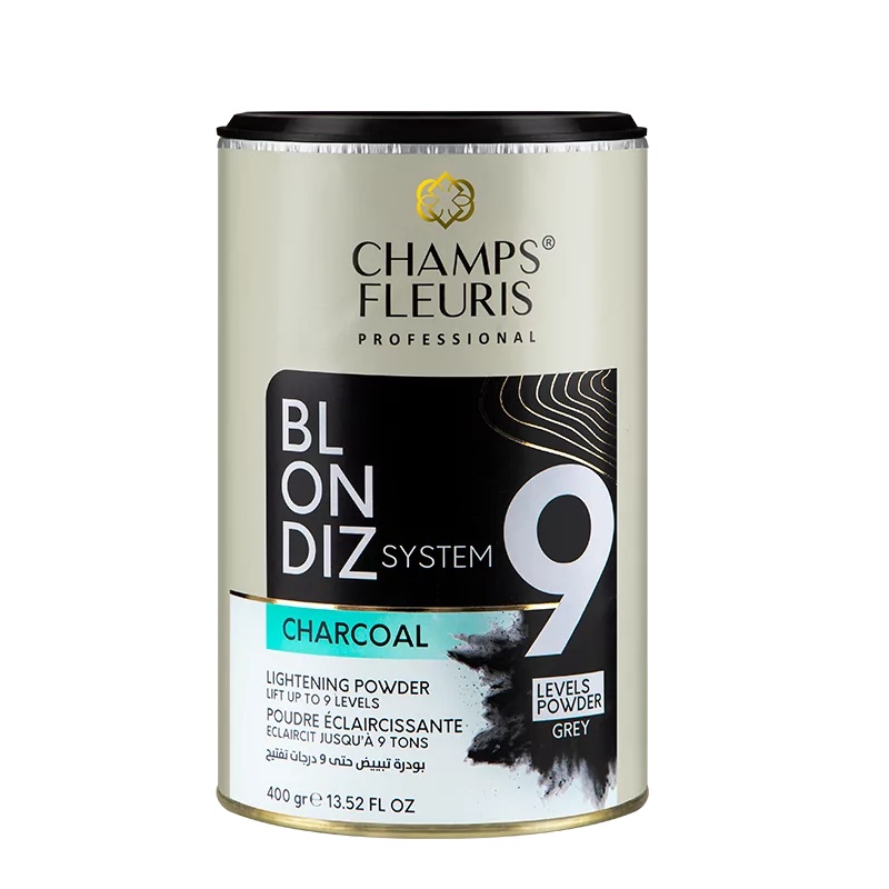 BLONDIZ SYSTEM Poudre Décolorante Charcoal 400g – Éclaircissement Professionnel jusqu’à 9 Tons