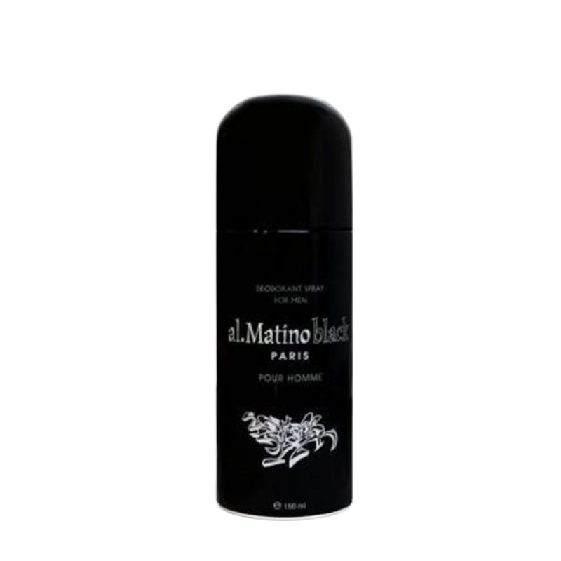 Déodorant Spray Al Matino Black pour Homme 150 ml – Parfum Boisé et Oriental