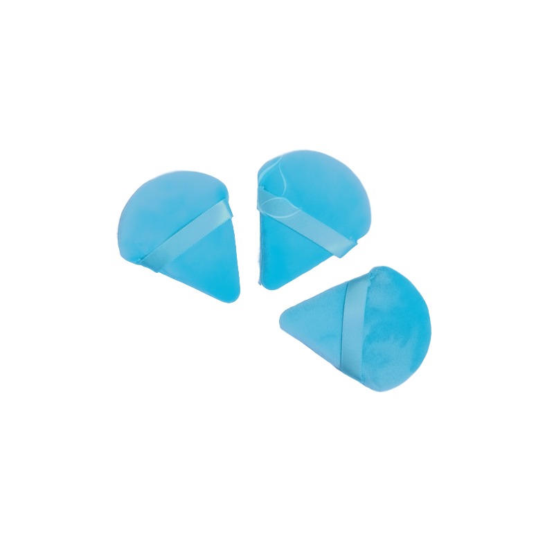 Lot de 3 Houppettes Poudre Triangles Ultra-Douces – Application Précise & Fini Parfait Vert Pastel (#33b4da)