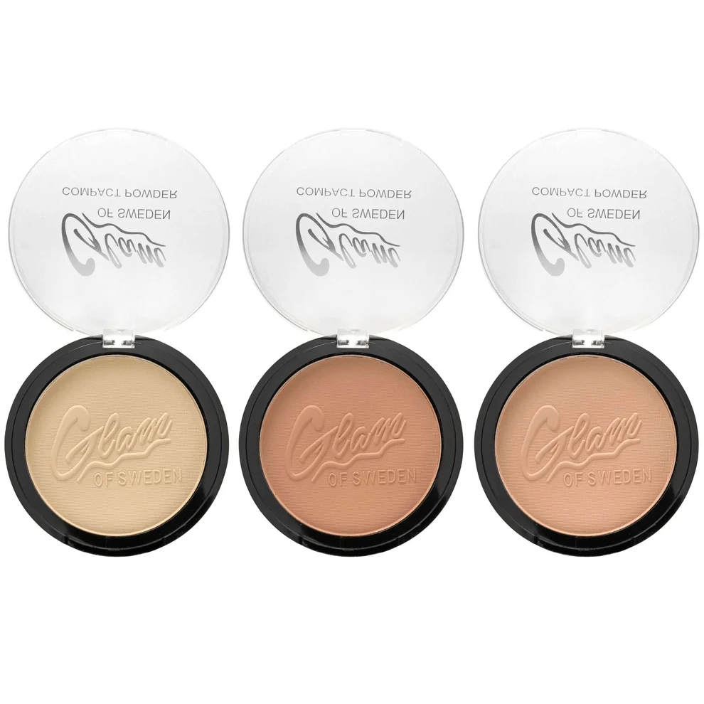 Glam of Sweden Compact Powder – Poudre Compacte Matifiante & Naturelle | 3 Teintes Adaptées à Toutes les Peaux