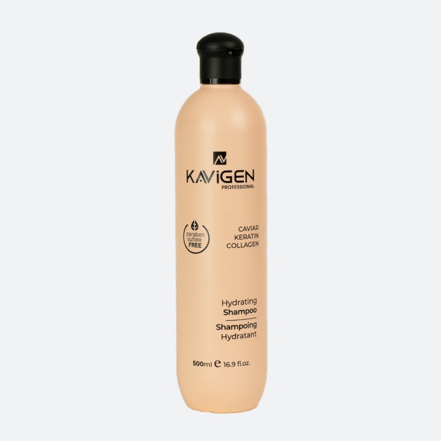 Shampoing Hydratant Kavigen – Kératine, Caviar et Collagène – Cheveux Secs et Colorés 500ml