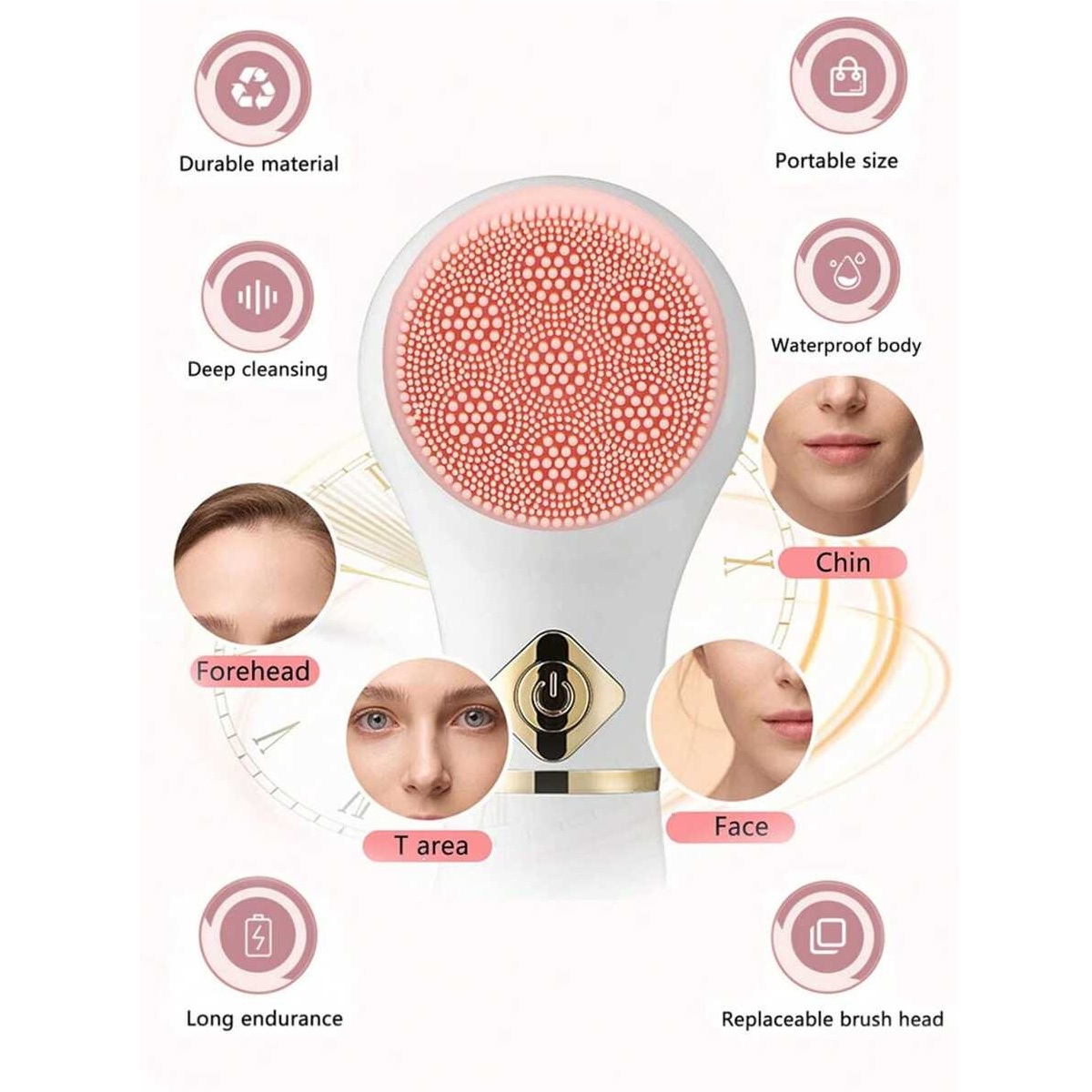 Mini Brosse Nettoyante Visage en Silicone – Appareil Électrique Rotatif Étanche pour Nettoyage Profond et Soin de la Peau