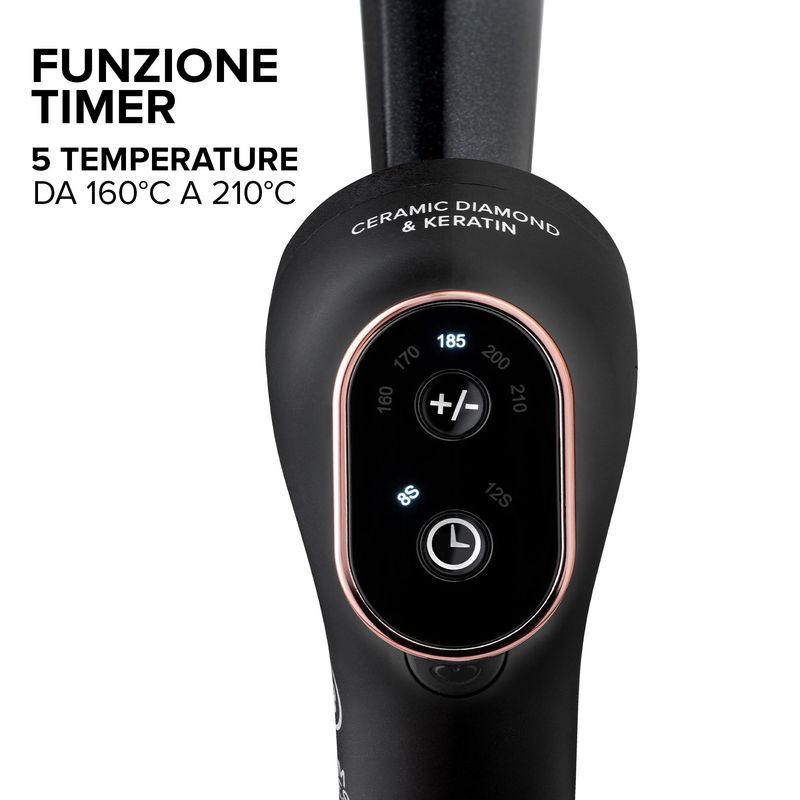 Fer à boucler Bellissima Imetec Glam Waves – Revêtement Céramique Diamond & Kératine, 5 températures, chauffe rapide