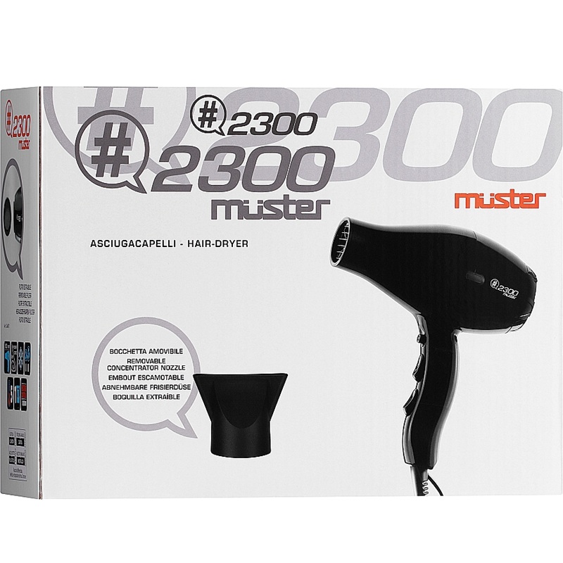 Sèche-cheveux professionnel Muster 2300 – Léger, puissant et pratique, Made in Italy