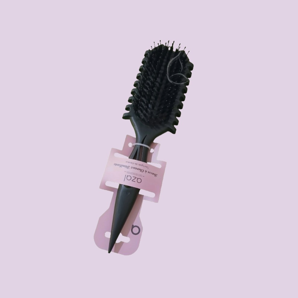 Brosse Professionnelle Cheveux Bouclés en Poils de Sanglier – Définition, Démêlage Doux & Brillance Naturelle Noir (#111516)