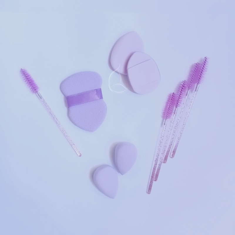 Set Éponges & Houppettes de Maquillage – Multi-Formes, Multi-Pièces – Blenders & Powder Puffs Professionnels Violet