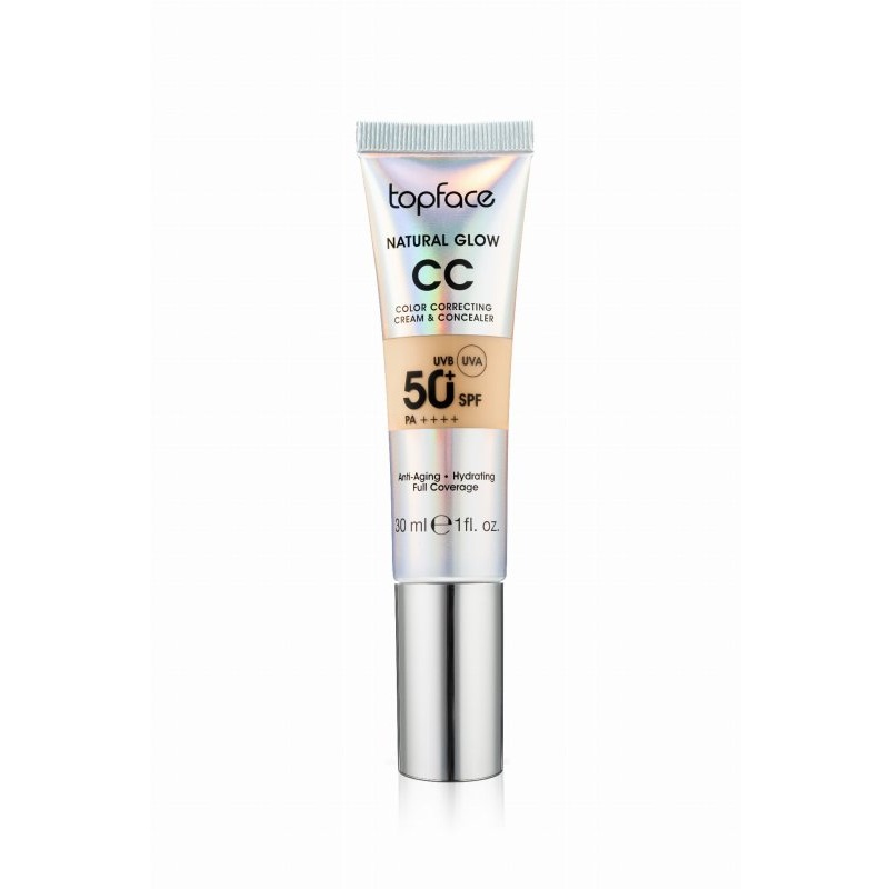 Topface CC Cream SPF 50+ – Crème Correctrice Teint & Anti-Âge avec Haute Protection Solaire