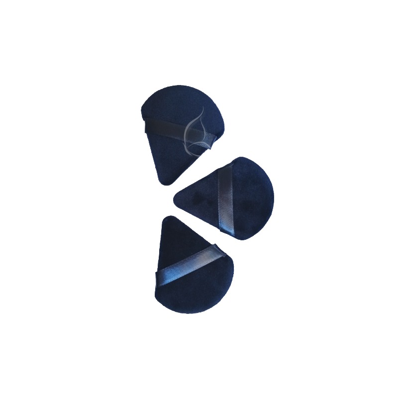 Lot de 3 Houppettes Poudre Triangles Ultra-Douces – Application Précise & Fini Parfait Noir (#18191b)