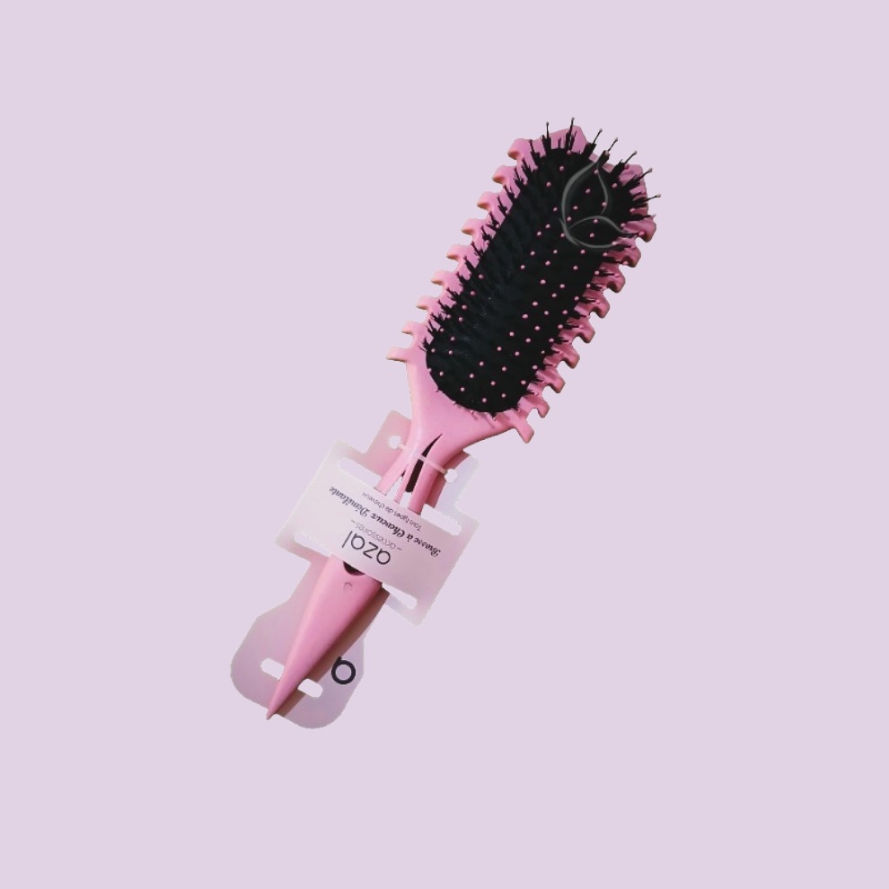 Brosse Professionnelle Cheveux Bouclés en Poils de Sanglier – Définition, Démêlage Doux & Brillance Naturelle Rose (#f0c3dc)