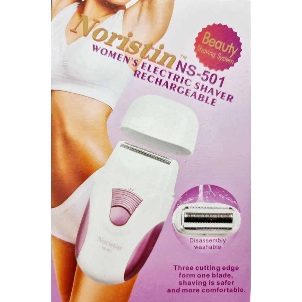 Rasoir Électrique Rechargeable Noristin NS-501 pour Femme | Tondeuse 3-en-1 Indolore pour Corps, Visage & Maillot | Utilisation Humide & Sèche